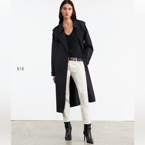 Nili Lotan Jenna cotton pant in stone raw hem size 8 low rise slim